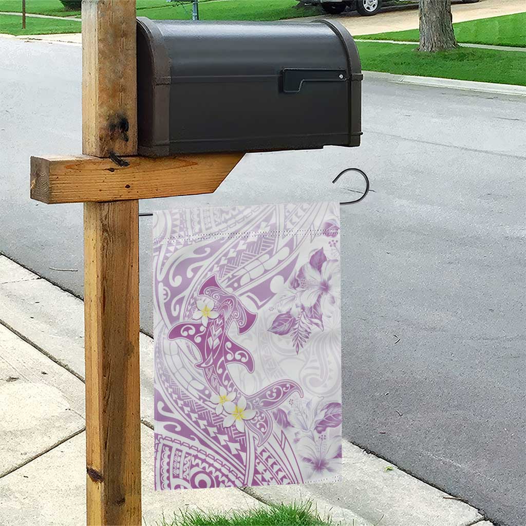 Polynesia Hammerhead Shark Garden Flag Tropical Flowers Tribal Pattern Lavender