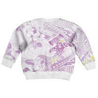 Polynesia Hammerhead Shark Kid Ugly Christmas Sweater Tropical Flowers Tribal Pattern Lavender LT05 - Polynesian Pride