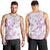 Polynesia Hammerhead Shark Men Tank Top Tropical Flowers Tribal Pattern Lavender