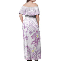 Polynesia Hammerhead Shark Off Shoulder Maxi Dress Tropical Flowers Tribal Pattern Lavender