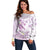 Polynesia Hammerhead Shark Off Shoulder Sweater Tropical Flowers Tribal Pattern Lavender