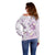 Polynesia Hammerhead Shark Off Shoulder Sweater Tropical Flowers Tribal Pattern Lavender