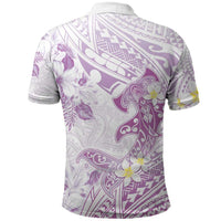 Polynesia Hammerhead Shark Polo Shirt Tropical Flowers Tribal Pattern Lavender