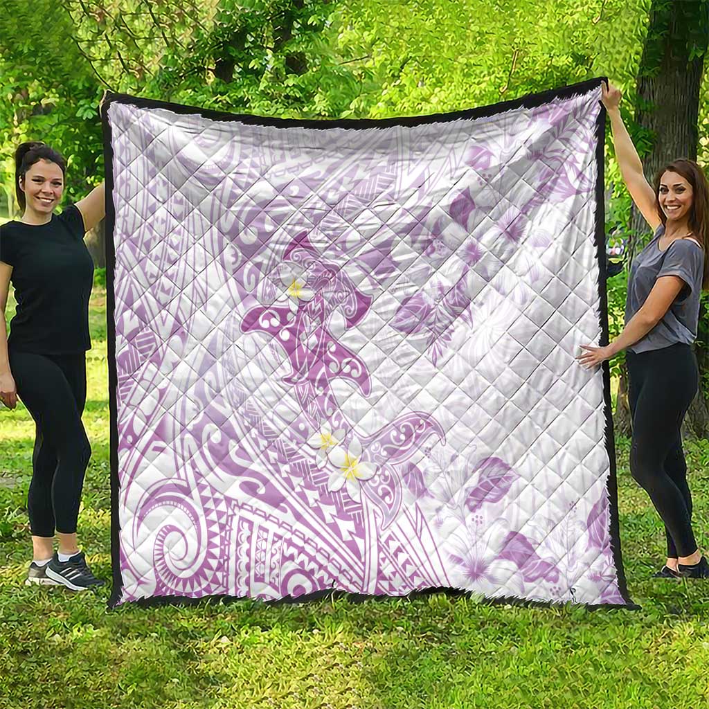Polynesia Hammerhead Shark Quilt Tropical Flowers Tribal Pattern Lavender LT05 - Polynesian Pride