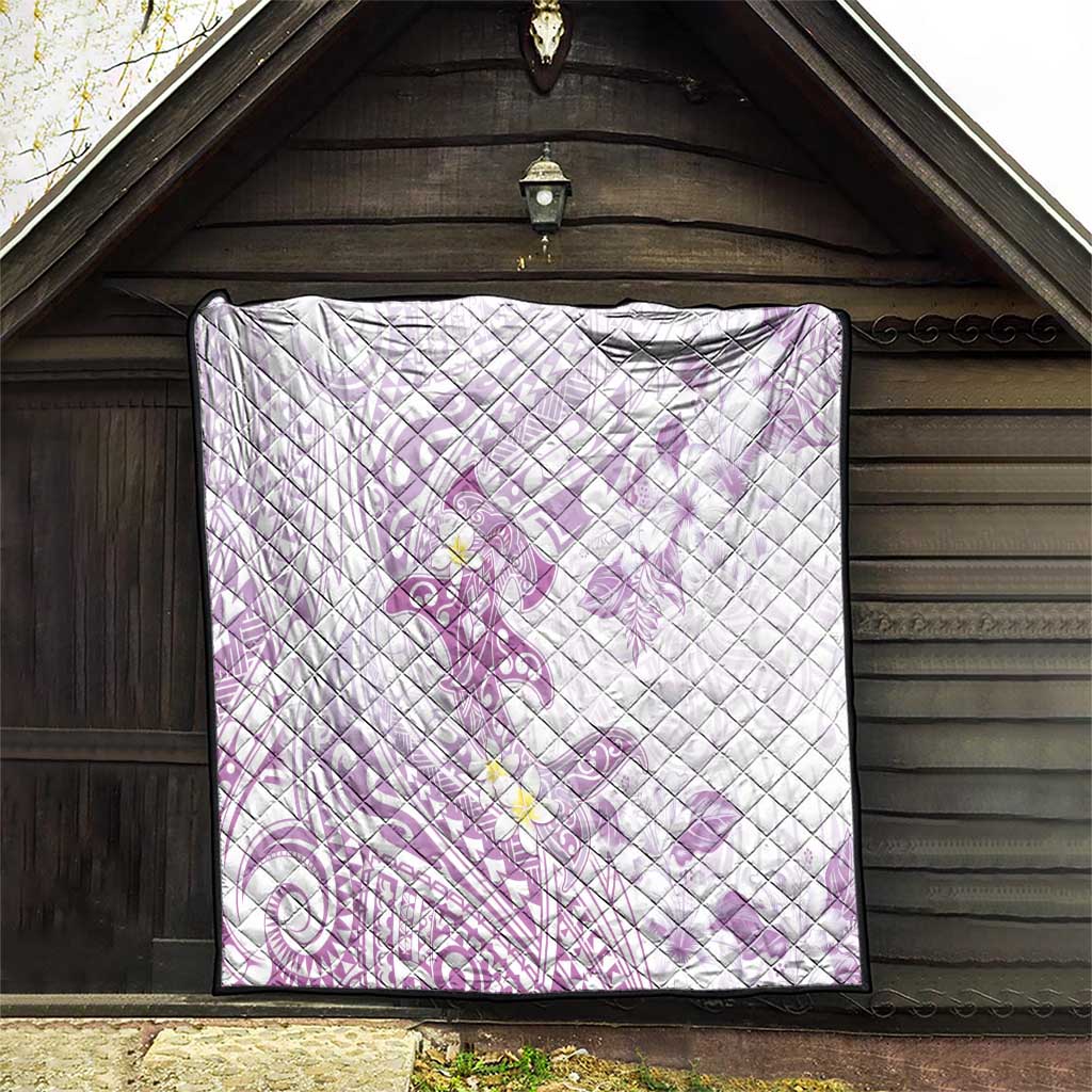 Polynesia Hammerhead Shark Quilt Tropical Flowers Tribal Pattern Lavender LT05 - Polynesian Pride