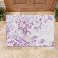 Polynesia Hammerhead Shark Rubber Doormat Tropical Flowers Tribal Pattern Lavender LT05 Purple - Polynesian Pride