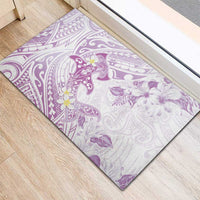 Polynesia Hammerhead Shark Rubber Doormat Tropical Flowers Tribal Pattern Lavender LT05 - Polynesian Pride
