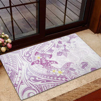 Polynesia Hammerhead Shark Rubber Doormat Tropical Flowers Tribal Pattern Lavender LT05 - Polynesian Pride