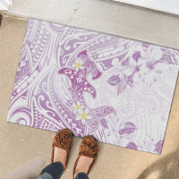 Polynesia Hammerhead Shark Rubber Doormat Tropical Flowers Tribal Pattern Lavender LT05 - Polynesian Pride