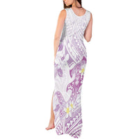 Polynesia Hammerhead Shark Tank Maxi Dress Tropical Flowers Tribal Pattern Lavender