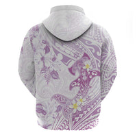 Polynesia Hammerhead Shark Zip Hoodie Tropical Flowers Tribal Pattern Lavender