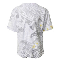 Polynesia Hammerhead Shark Baseball Jersey Tropical Flowers Tribal Pattern White LT05 - Polynesian Pride