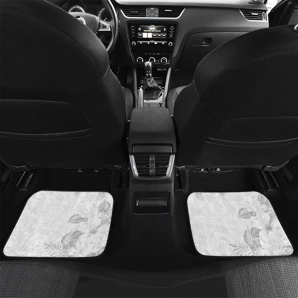 Polynesia Hammerhead Shark Car Mats Tropical Flowers Tribal Pattern White