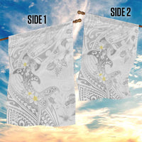 Polynesia Hammerhead Shark Garden Flag Tropical Flowers Tribal Pattern White