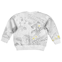 Polynesia Hammerhead Shark Kid Ugly Christmas Sweater Tropical Flowers Tribal Pattern White LT05 - Polynesian Pride