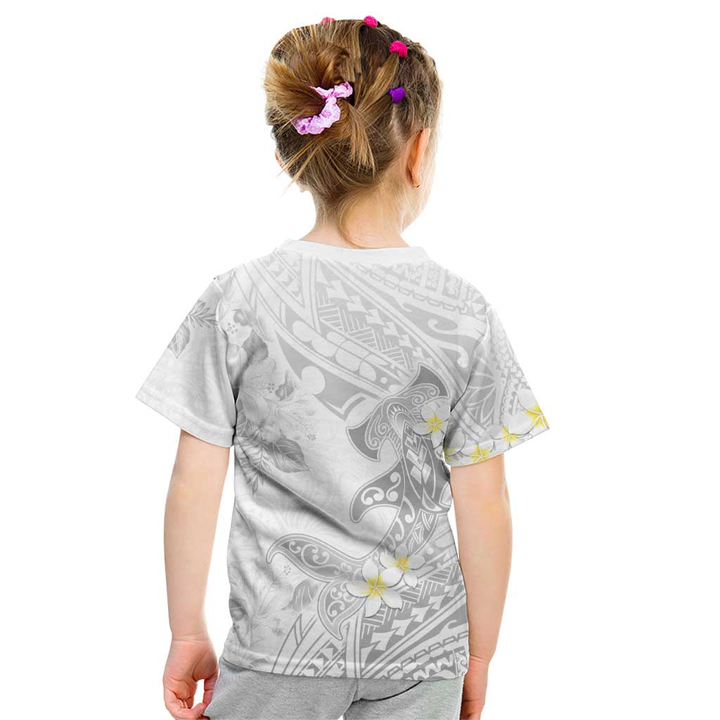 Polynesia Hammerhead Shark Kid T Shirt Tropical Flowers Tribal Pattern White LT05 - Polynesian Pride
