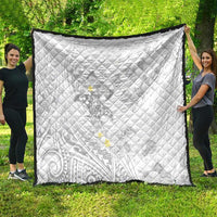 Polynesia Hammerhead Shark Quilt Tropical Flowers Tribal Pattern White LT05 - Polynesian Pride