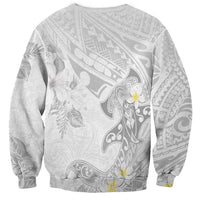 Polynesia Hammerhead Shark Sweatshirt Tropical Flowers Tribal Pattern White LT05 - Polynesian Pride
