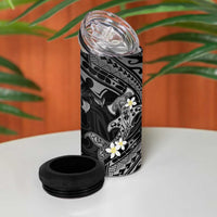 Polynesia Hammerhead Shark 4 in 1 Can Cooler Tumbler Tropical Flowers Tribal Pattern Black LT05 - Polynesian Pride
