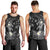 Polynesia Hammerhead Shark Men Tank Top Tropical Flowers Tribal Pattern Black