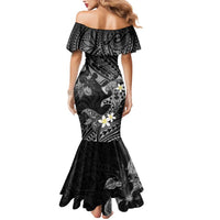 Polynesia Hammerhead Shark Mermaid Dress Tropical Flowers Tribal Pattern Black LT05 - Polynesian Pride