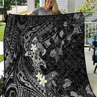 Polynesia Hammerhead Shark Quilt Tropical Flowers Tribal Pattern Black LT05 Black - Polynesian Pride