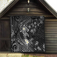 Polynesia Hammerhead Shark Quilt Tropical Flowers Tribal Pattern Black LT05 - Polynesian Pride