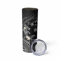 Polynesia Hammerhead Shark Skinny Tumbler Tropical Flowers Tribal Pattern Black LT05 - Polynesian Pride