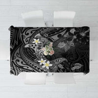 Polynesia Hammerhead Shark Tablecloth Tropical Flowers Tribal Pattern Black