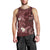 Polynesia Hammerhead Shark Men Tank Top Tropical Flowers Tribal Pattern Oxblood