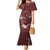 Polynesia Hammerhead Shark Mermaid Dress Tropical Flowers Tribal Pattern Oxblood