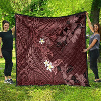 Polynesia Hammerhead Shark Quilt Tropical Flowers Tribal Pattern Oxblood LT05 - Polynesian Pride