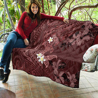 Polynesia Hammerhead Shark Quilt Tropical Flowers Tribal Pattern Oxblood LT05 - Polynesian Pride