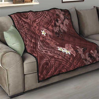 Polynesia Hammerhead Shark Quilt Tropical Flowers Tribal Pattern Oxblood LT05 - Polynesian Pride