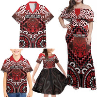 Personalised New Zealand Aotearoa Family Matching Off Shoulder Maxi Dress and Hawaiian Shirt Te Reo Maori Ake Ake Ake - Polynesian Pride