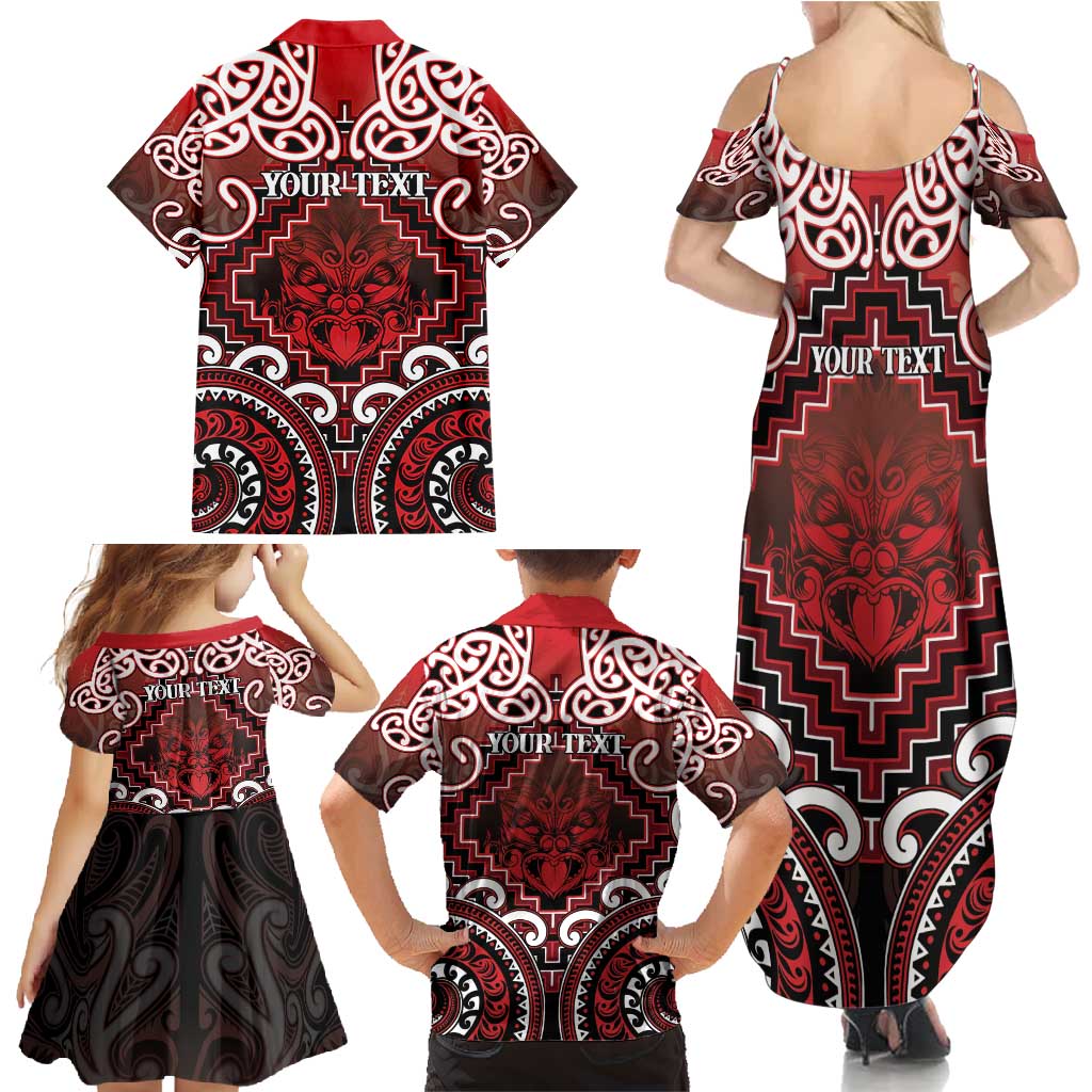 Personalised New Zealand Aotearoa Family Matching Summer Maxi Dress and Hawaiian Shirt Te Reo Maori Ake Ake Ake - Polynesian Pride