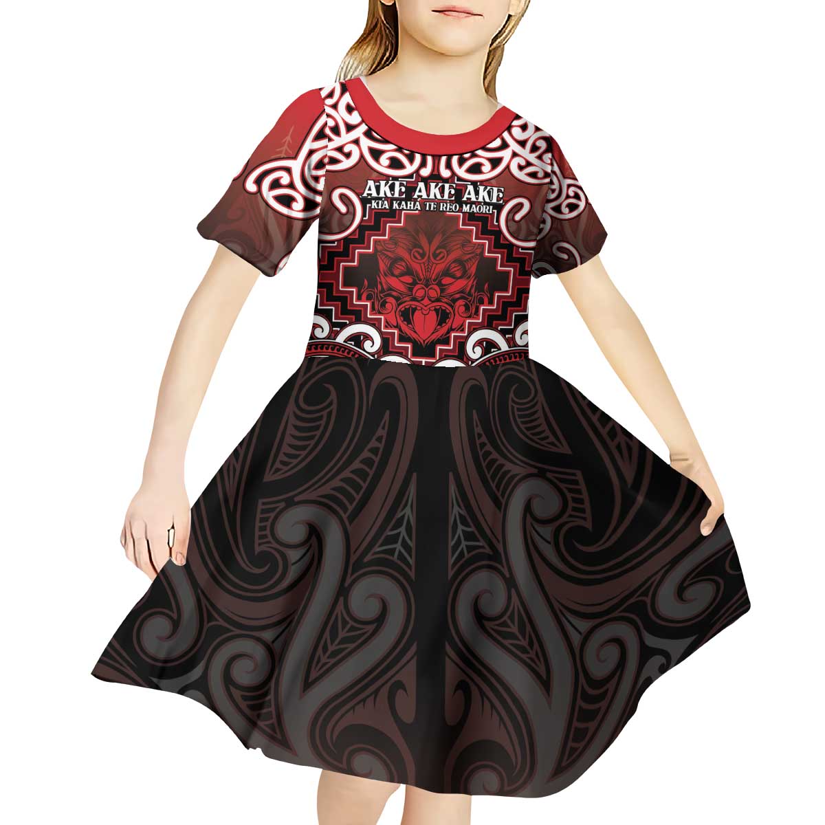 Personalised New Zealand Aotearoa Kid Short Sleeve Dress Te Reo Maori Ake Ake Ake - Polynesian Pride