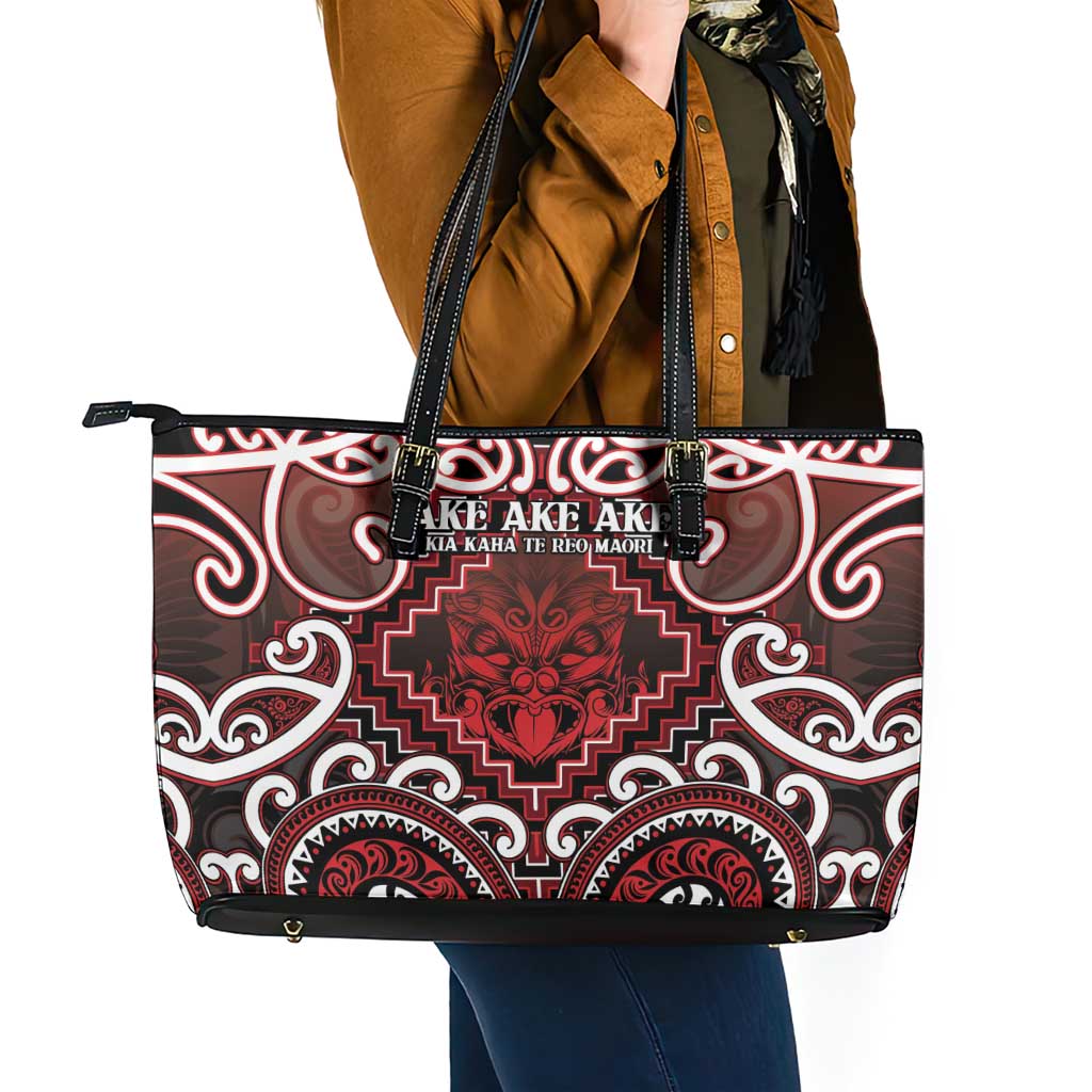 New Zealand Aotearoa Leather Tote Bag Te Reo Maori Ake Ake Ake - Polynesian Pride