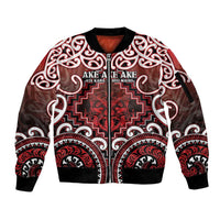 Personalised New Zealand Aotearoa Sleeve Zip Bomber Jacket Te Reo Maori Ake Ake Ake - Polynesian Pride