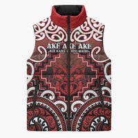 Personalised New Zealand Aotearoa Sleeveless Puffer Jacket Te Reo Maori Ake Ake Ake - Polynesian Pride