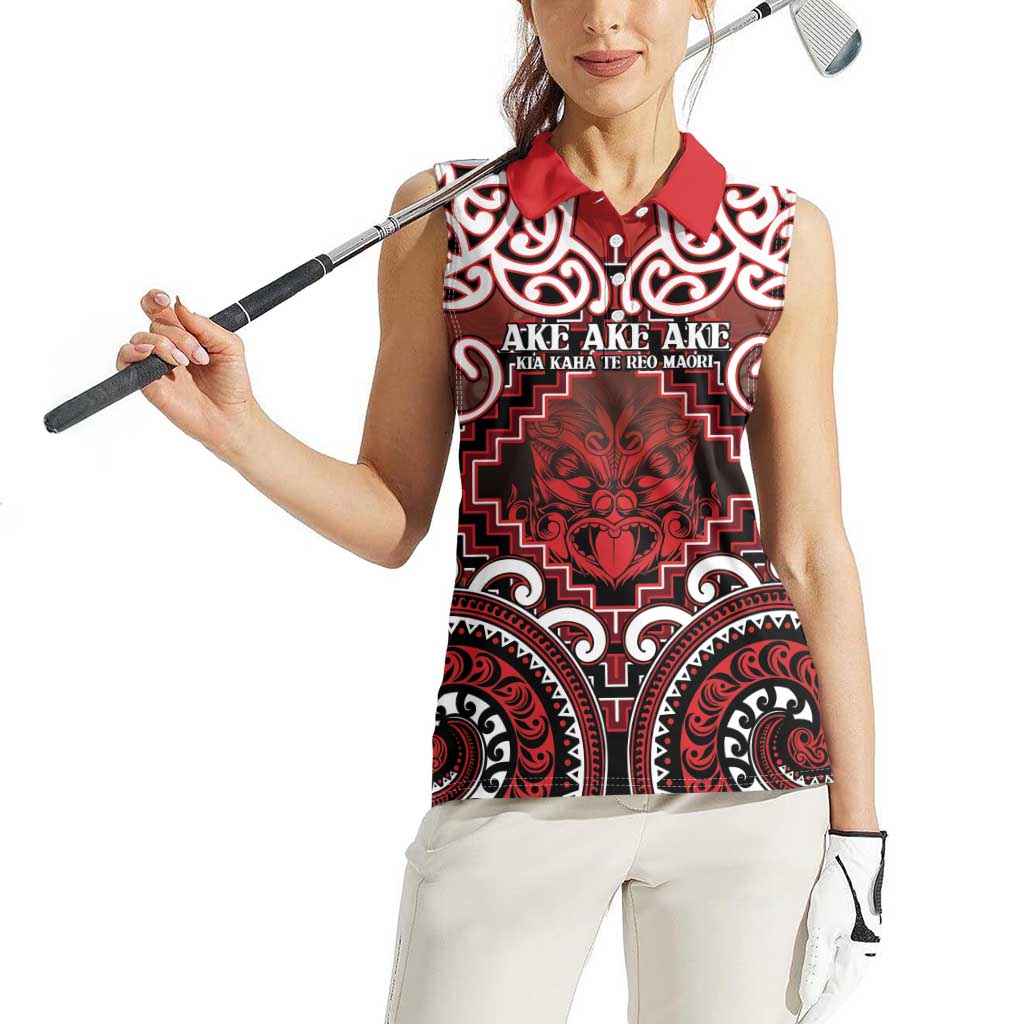 Personalised New Zealand Aotearoa Women Sleeveless Polo Shirt Te Reo Maori Ake Ake Ake - Polynesian Pride