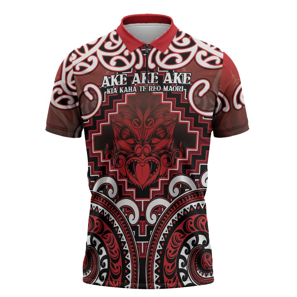Personalised New Zealand Aotearoa Zipper Polo Shirt Te Reo Maori Ake Ake Ake - Polynesian Pride