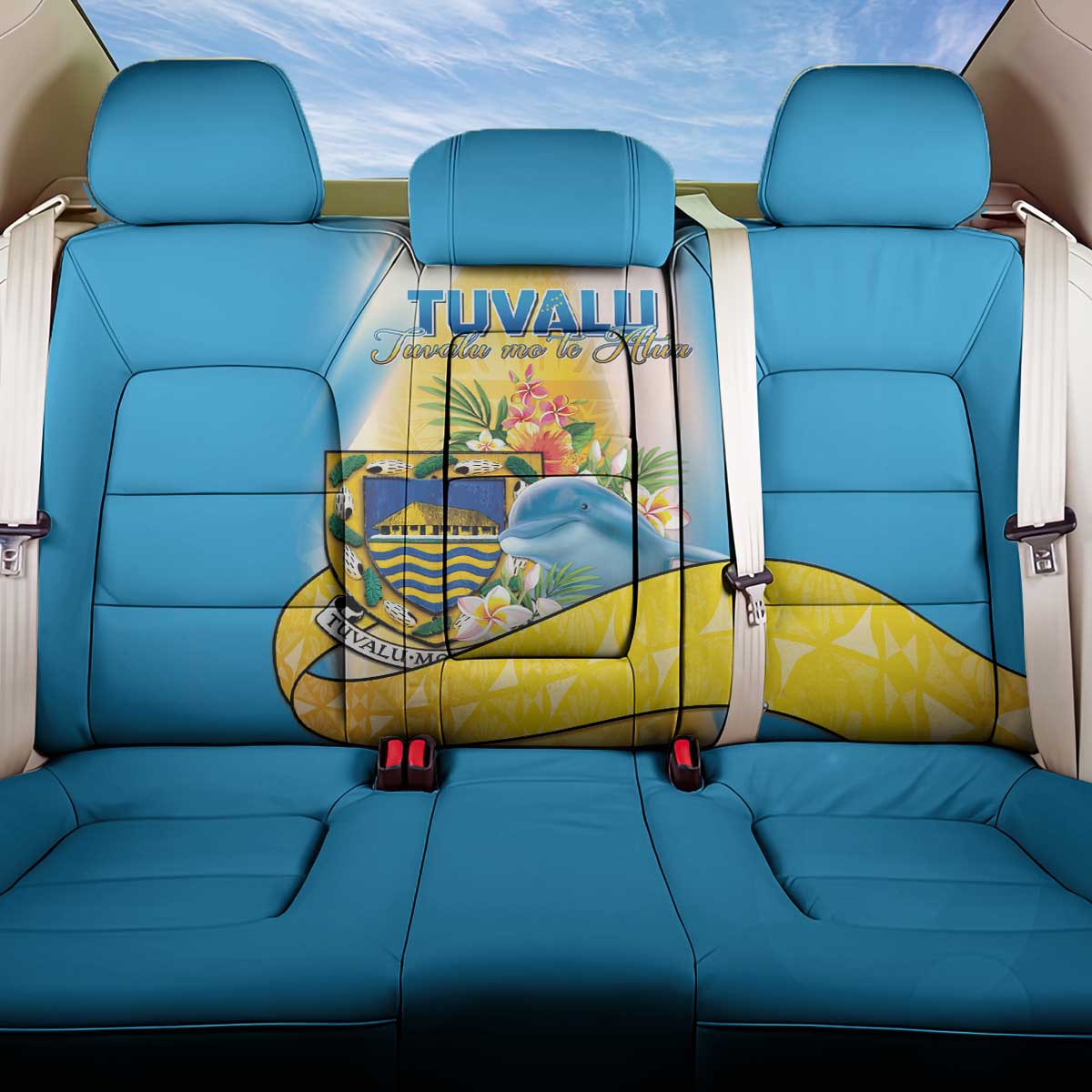 Tuvalu Independence Day Back Car Seat Cover Tuvalu Mo Te Atua LT05 One Size Yellow - Polynesian Pride