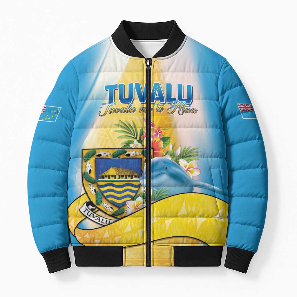 Personalised Tuvalu Independence Day Bomber Puffer Jacket Tuvalu Mo Te Atua LT05 Unisex Yellow - Polynesian Pride