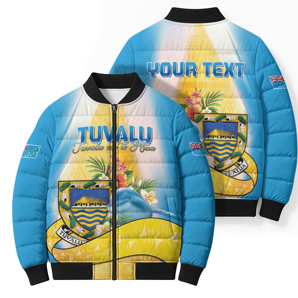 Personalised Tuvalu Independence Day Bomber Puffer Jacket Tuvalu Mo Te Atua LT05 - Polynesian Pride