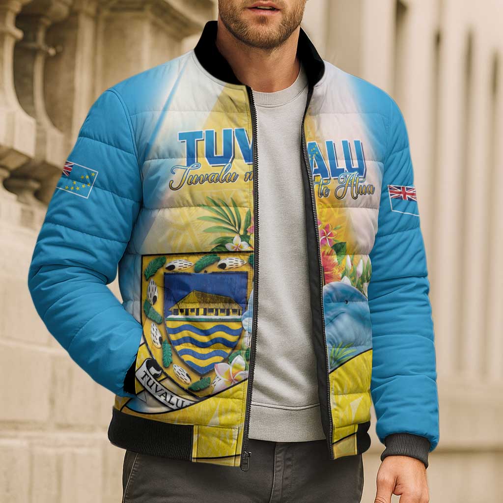 Personalised Tuvalu Independence Day Bomber Puffer Jacket Tuvalu Mo Te Atua LT05 - Polynesian Pride