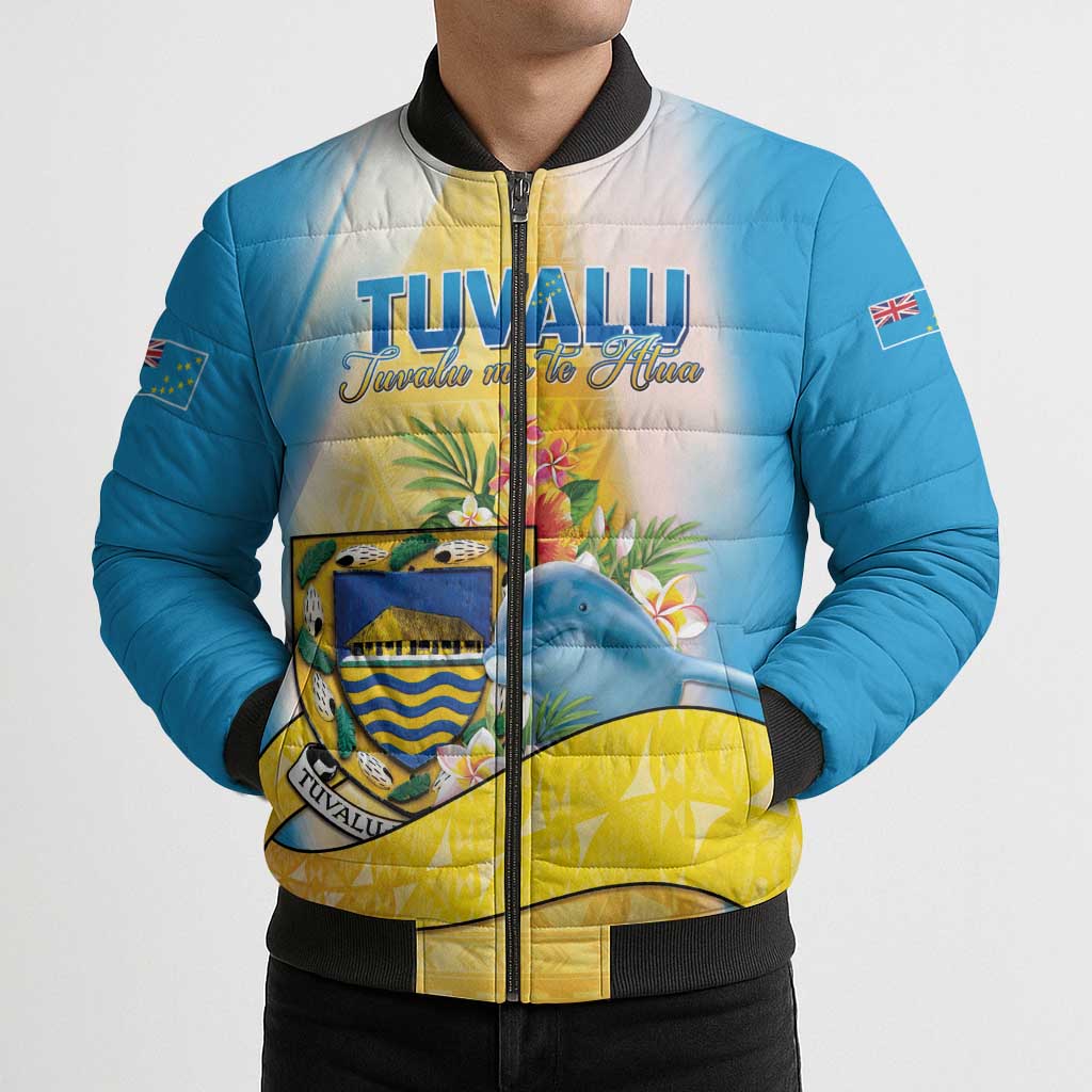 Personalised Tuvalu Independence Day Bomber Puffer Jacket Tuvalu Mo Te Atua LT05 - Polynesian Pride