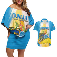Personalised Tuvalu Independence Day Couples Matching Off Shoulder Short Dress and Hawaiian Shirt Tuvalu Mo Te Atua - Polynesian Pride