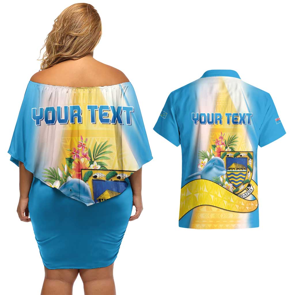 Personalised Tuvalu Independence Day Couples Matching Off Shoulder Short Dress and Hawaiian Shirt Tuvalu Mo Te Atua - Polynesian Pride