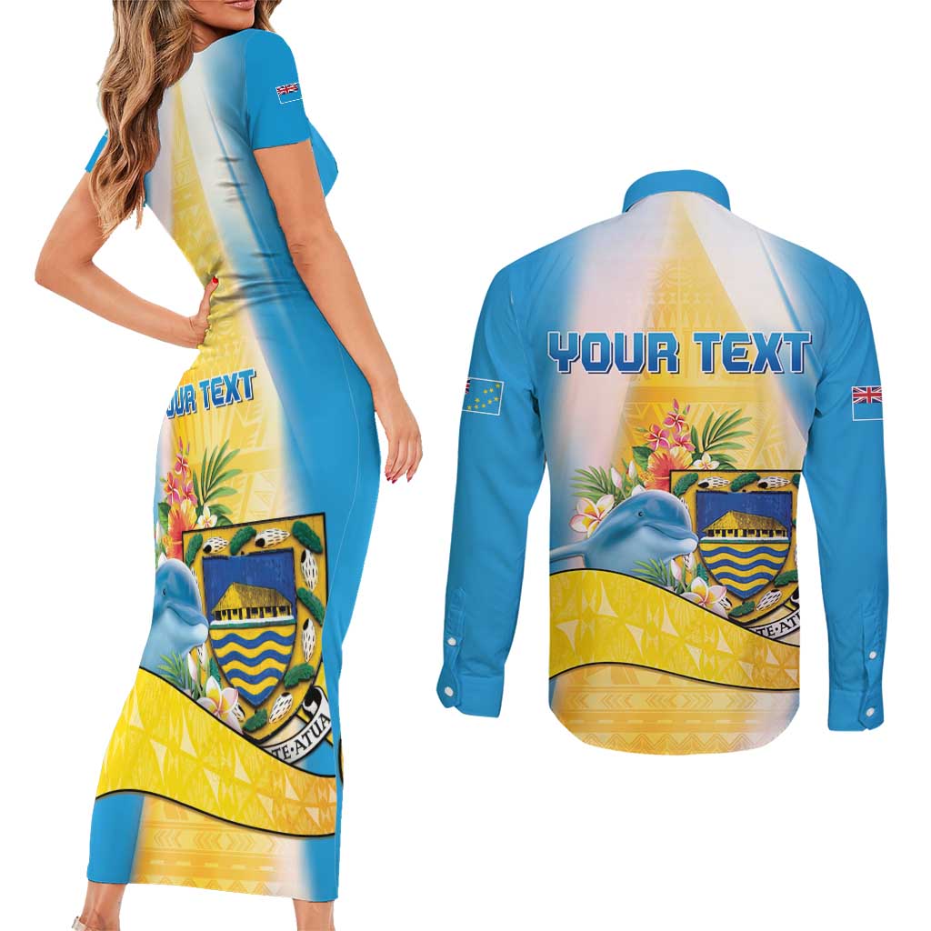 Personalised Tuvalu Independence Day Couples Matching Short Sleeve Bodycon Dress and Long Sleeve Button Shirt Tuvalu Mo Te Atua LT05 - Polynesian Pride